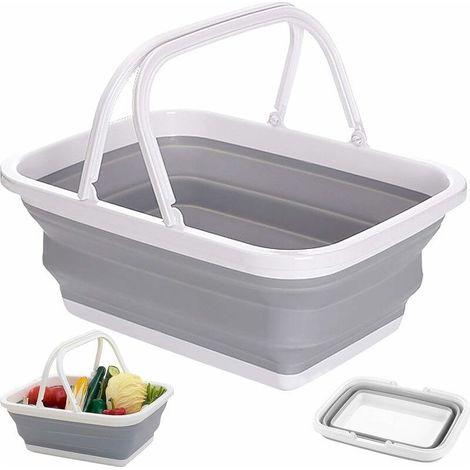 Panier À Linge Pliable Panier de Courses Rectangulaire Pliable Multifonction Boîte Pliable avec Poignée en Silicone et Plastique pour Laver la Vaisselle, Le Camping (1/3)