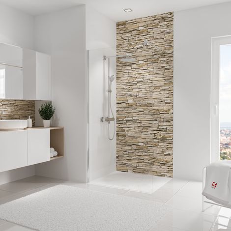 Schulte – Panneau mural de douche parement clair 100 x 255 cm – Composite aluminium – Résistance chaleur jusqu'à 100°C – Installation facile