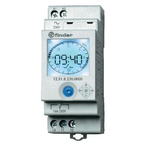 Finder 125182300000 Reloj Interruptor horario semanal digital 1 inversor 16 A 230 V CA/CC