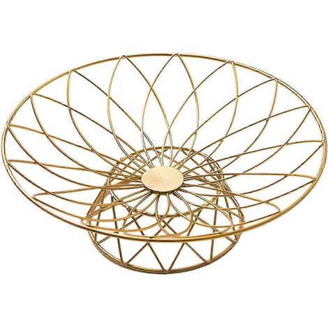 Corbeille à fruits en fer forgé, support à fruits de grande capacité, panier de rangement pour fruits et légumes, idéal pour la cuisine, les restaurants, le pain et les en-cas.-Gold M