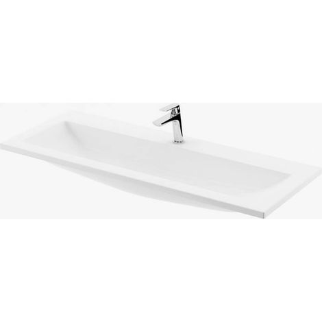 Ravak Clear - Mueble para lavabo 80x38 cm, sin rebosadero, con orificio para el grifo, blanco XJJ01180000 (1/4)