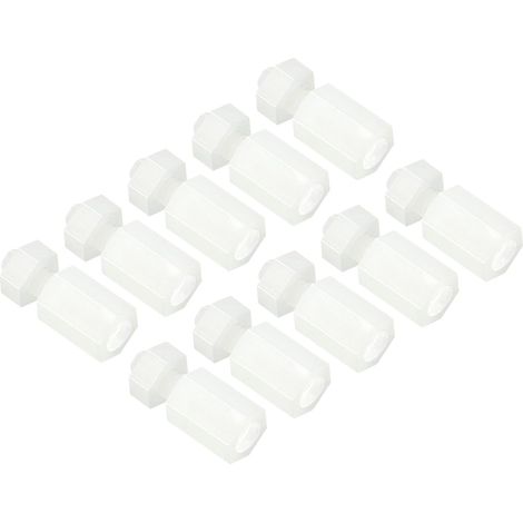 M3 Support Vis, 100 Lot Nylon Hexagonaux PCB Supports Noix pour Voiturete-Mère, Ordinateur Mallettes, Circuit Tableaux, Électroniques, (8mm+6mm, Blanc) (1/5)