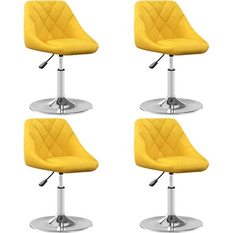 vidaXL Chaises pivotantes à manger lot de 4 jaune moutarde velours (1/5)