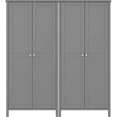 Tromsø Kleiderschrank 4 Türen grau.