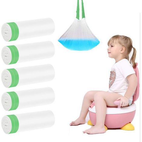 Packung mit 100 Einweg-Töpfchenbeuteln mit Kordelzug für Babytoiletten