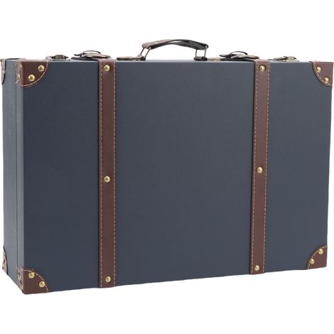 Valise Vintage Boîte Voyage Décorative Rangement Rétro – Décoration Anniversaire Mariage Accessoires Photo, Bleu (1/5)