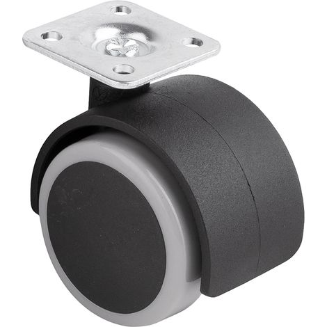 Möbelrolle mit weichem Reifen, 50 mm Durchmesser, mit grauer Platte SANS MARQUE