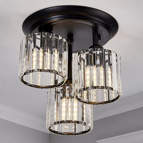 Plafonnier semi-encastré, 3 têtes d'éclairage, plafonnier, applique de cuisine noir mat, luminaire de couloir (sans source lumineuse). (1/5)
