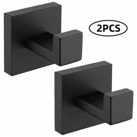 Pieces Wall Hooks Towel Hooks Black 304 Stainless Steel Hooks Rustproof Hooks Waterproof Hooks Bathroom Accessories Coat Hooks, Black (1/5)