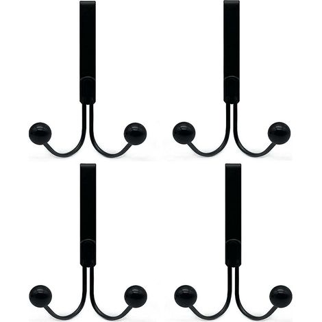 Patère de salle de bain Lot de 4 crochets de porte compatibles avec les vêtements, crochets de porte en métal 2 crochets (1/4)