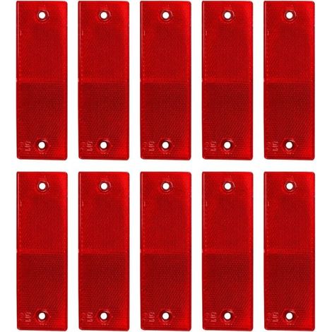 Réfléchissant Plaque D'Avertissement, Catadioptres de Sécurité, Catadioptre Remorque, Réflecteurs Camion, pour Camions Caravanes RV Bateaux Vélo, 10 Pièces,rouge,14.84.8cm (1/3)