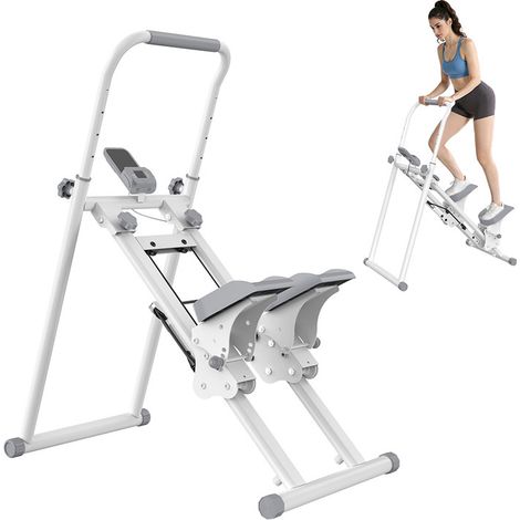 Stepper d’Escalier Pliable Réglables QK7906 Blanc,Fitness,Appareil de Sport à Domicile avec Écran LCD,Entraînement Jambes Fessiers (1/5)