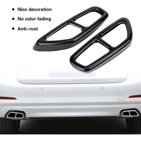 2 pièces habillage sortie échappement acier inoxydable noir pour BMW Série 5 G30 2017-2018 20,5x10cm (1/5)