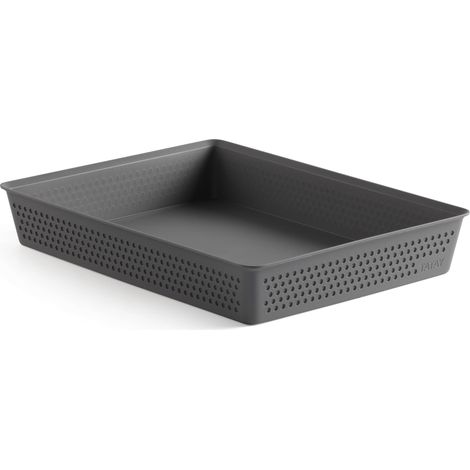 TATAY Organizer Cassetti A4 Bohol Cestino Portaoggetti Design Minimalista Funzionale Ordine Casa e Ufficio Plastica Riciclata senza BPA 26,5x35x5,5 cm, Grigio (1/2)