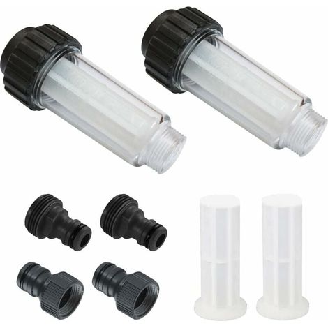 Filtre à Eau pour Tuyau D'arrosage, 2 Pièces 3/4 Pouces Préfiltre à Eau Set de Filtre à Eau Avec 4 éléments Filtrants & 2 Adaptateurs Rapides pour Nettoyeur Haute Pression, Pompe de Jardin-LIAIKI (1/5)
