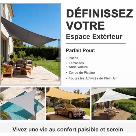 Voile d'ombrage Carré 3x3m Imperméable,Toile Ombrage 160 g/m² Protection UV 95% pour Jardin,Terrasse,Balcon,Extérieur,Beige