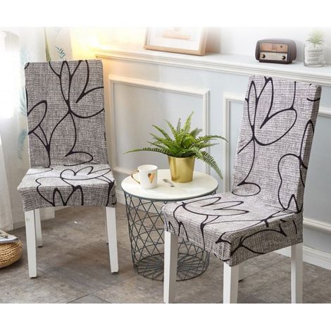 Housse de Chaise - - 6 Pièces - Lavable - Déhoussable - Gris (1/4)