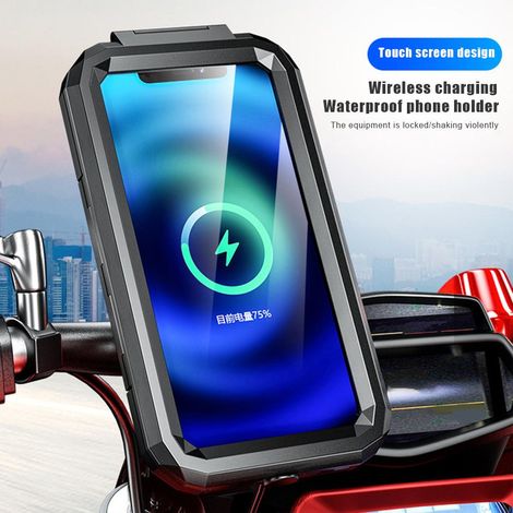 Support de téléphone sans fil étanche pour moto, chargeur USB-C, sacoche pour téléphone portable (1/5)