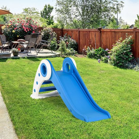 Toboggan Enfant Pliable 3 à 6 Ans Usage intérieur extérieur dim. 120L x 50l x 56H cm HDPE Bleu (1/5)