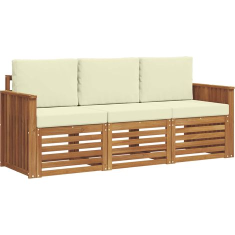 Juegos de sofás 3 uds. Natural y Crema Madera de Acacia Sólida vidaXL (1/5)