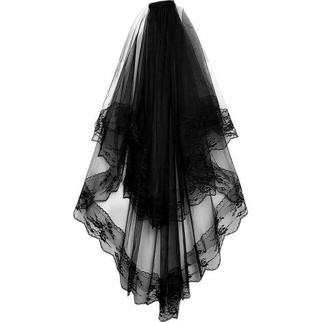 Voile en dentelle noire – Serre-tête court gothique avec peigne – Voile de cosplay en dentelle pour mariage, costume, Halloween et photographie (1/5)