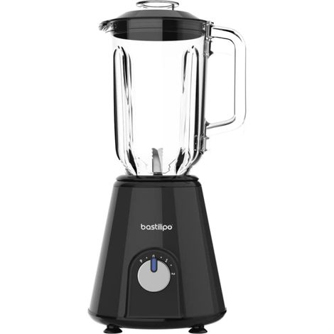 Bastilipo - Frullatore, 800W, 2 velocità + pulsazioni, contenitore da 1,5 litri, nero, BVA-800N (1/2)