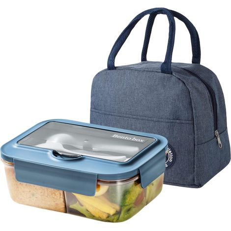 Lunch Box Bento Compartimentée, Anti-Fuite avec Couverts pour Enfant et Adulte, Boîte à Déjeuner (1/5)
