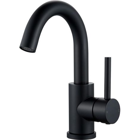 Mitigeur de Lavabo Noir, Robinet Salle de Bain Pivotant à 360°, Haut Robinets de Lavabo pour Salle de Bain en Acier Inoxydable, Monocommande Robinet Lavabo pour Eau Chaude/Froide, Noir (1/4)