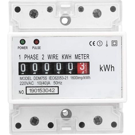 CCYKXA Compteur éLectrique, Compteur de Kilowattheures Watt-Heure, de Compteur de Consommation D'éNergie Monophasé de Type Rail 4P LED, 10-40A (1/4)