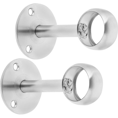 jojofuny Lot de 2 supports de barre de douche en acier inoxydable avec siège à bride, design rond pour montage mural dans la salle de bain, (1/5)