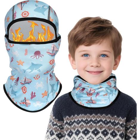 Cache-cou enfant motif marin, chaud et respirant, pour ski et vélo (1/5)