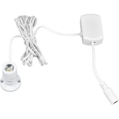 Lumière LED d'armoire 1W dimmable, mini spot encastrable pour placard, comptoir, vitrine, éclairage blanc, 4 lampes USB, corps blanc. (1/5)