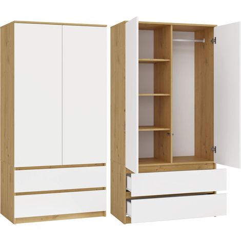 Malwa SS-90 Artisan Oak Wardrobe Clothes Storage With Drawers (1/5)