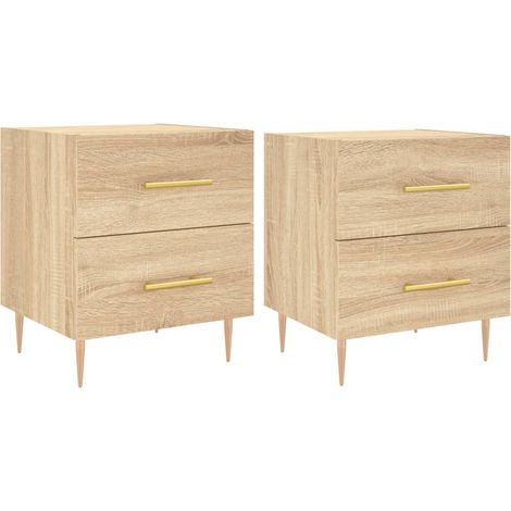 Set di 2 comodini con due cassetti 40 x 35 x 47,5 cm in derivati del legno color rovere e ferro DEC035243