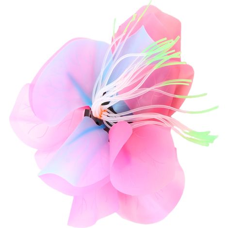 Décoration pour aquarium : plantes lotus phosphorescentes en silicone rose. (1/5)
