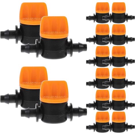 Mini vanne à embout cannelé, lot de 40, orange, à débit réglable pour irrigation hydroponique en serre et pelouse (1/5)