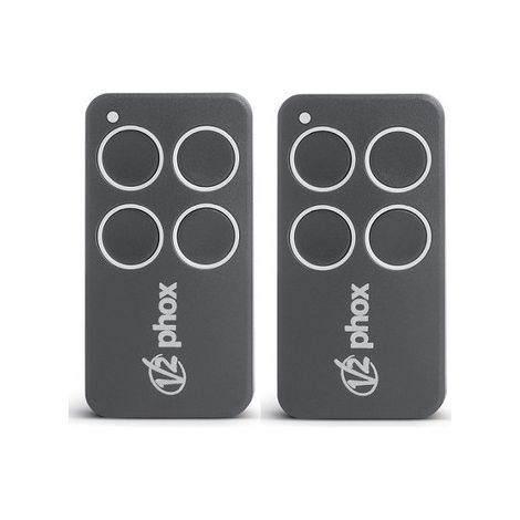 Lot de 2 télécommandes 4 boutons pour portails et garages – Fréquence 433,92 MHz – Codage Rolling Code – Portée jusqu'à 100 m – V2 Electronica