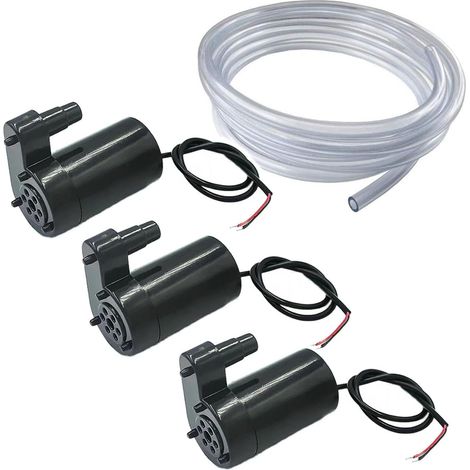 LaBlanc – 3 Stück DC 3 V 5 V Mini-Tauchpumpe, DC-Mikromotorpumpe, DC-Mini-Bürstenlose Wasserpumpe + 3 m transparenter Schlauch für Aquarium, Gartenpflanze, Blume