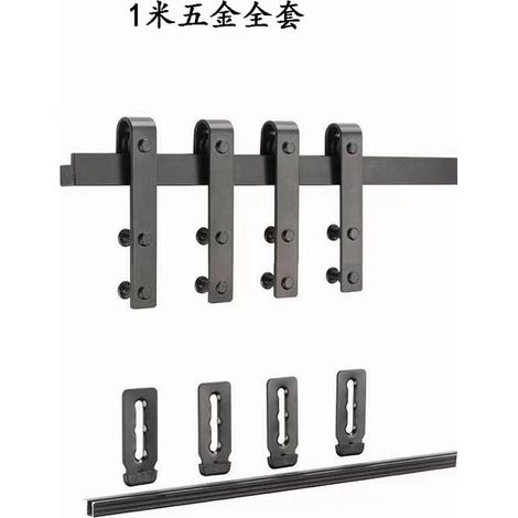 Kit de quincaillerie pour porte de grange coulissante suspendue, rail de 1 mètre, matériel complet pour porte coulissante
