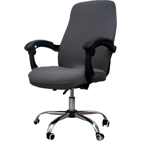 Housse de Chaise de Bureau - Dossier Haut - Polyester 95 % Élasthanne 5 % - Extensible Universelle - Gris - 1 Pièce (1/3)