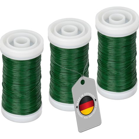 3x Myrtendraht geglüht aus Eisen in der Farbe Grün Blumendraht 100m (1/4)