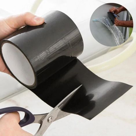 CHOYCLIT Ruban Adhésif Étanche Super Fort Avec Isolant Pour Arrêter Les Fuites,Bande Autoadhésive De Réparation Performante Pour Joints Pour Auto-Fixation Et Pour Conduits D'isolation De 150cm - Noir (1/5)