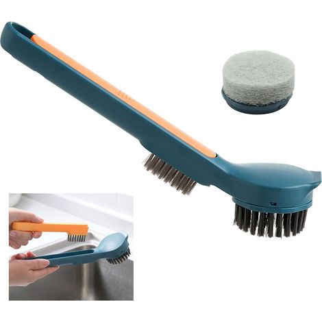 Brosse de nettoyage portable deux en un avec éponge pour wok et évier accessoire pour cuisine et salle de bain (1/5)