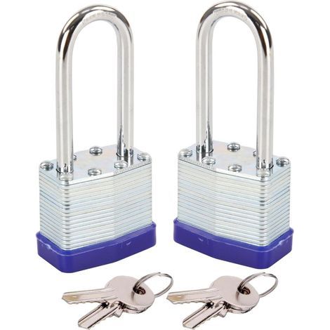Cadenas robuste à clé identique, corps en acier laminé de 40 mm (1-9/16"), anse extra longue de 6 cm (2-3/8") (1/4)