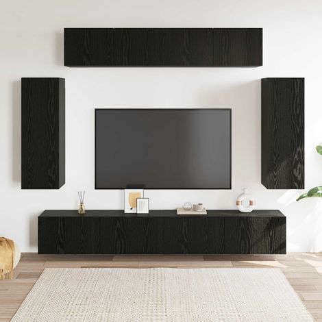Ensemble meuble TV 6 pcs Chêne noir Bois d'ingénierie (1/5)
