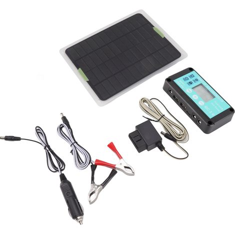 Panneau solaire monocristallin en silicium 5 W, contrôleur de charge MPPT 18 V 50 A, kit de contrôleur de panneau solaire à double port USB pour la charge en extérieur (1/5)