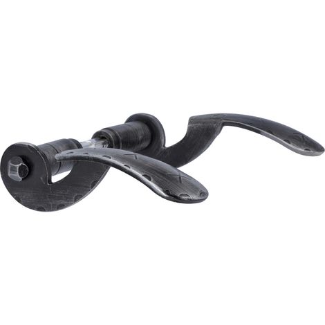 Alpertec Drückerpaar Schmiedeeisen silber - 14,0 x 7,3 cm Beschläge