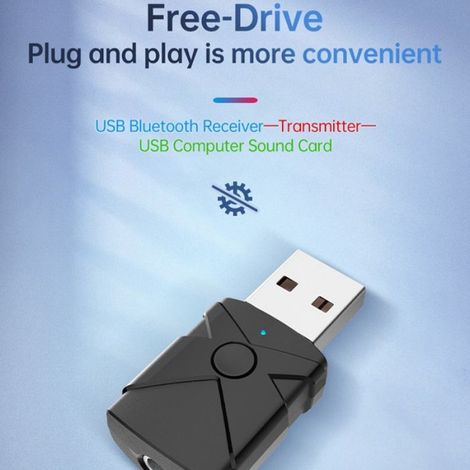 Émetteur Bluetooth 5.2 Voiture USB - Transmission Audio Sans Fil Haute Qualité, Compatible avec Autoradio et Enceintes,... (1/5)
