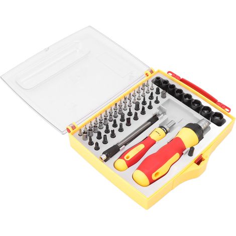 Kit de tournevis à cliquet 62 en 1 avec poignée magnétique en caoutchouc pour la réparation électronique de téléphones portables, ordinateurs portables et PC. (1/5)