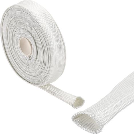 Gaine Isolation Tresse 33Pied-3mm Haute Température Fibre Verre Manchon Blanc (1/5)